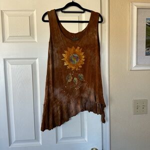 Brown  Sunflower Tank Top
